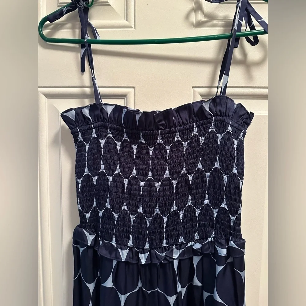 Kate Spade Joy Dot Silk Twill Smocked Dress Size L NWT